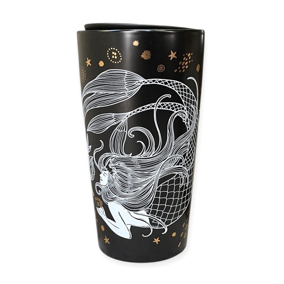 NWOT Starbucks Black Mermaid Ltd Ed Ceramic Traveler Tumbler Coffee Mug - 12 oz - Picture 5 of 11